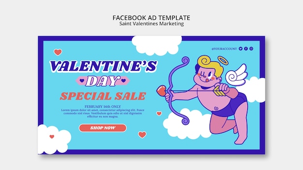 PSD gratuito modello promozionale dei social media per la celebrazione di san valentino