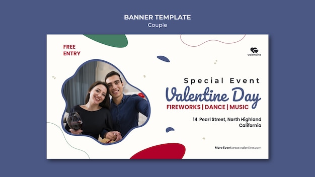 Valentines day couple banner template