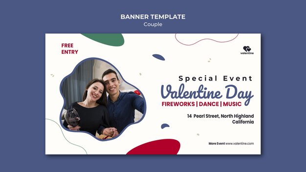 valentines day couple banner template
