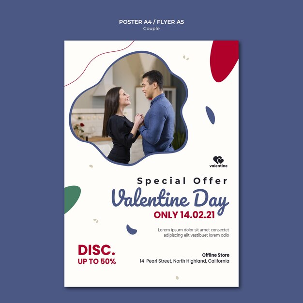 Valentines day couple flyer template