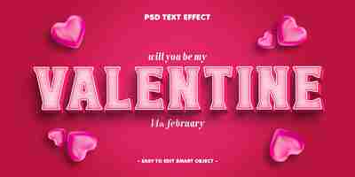 Free PSD valentines day editable text effect