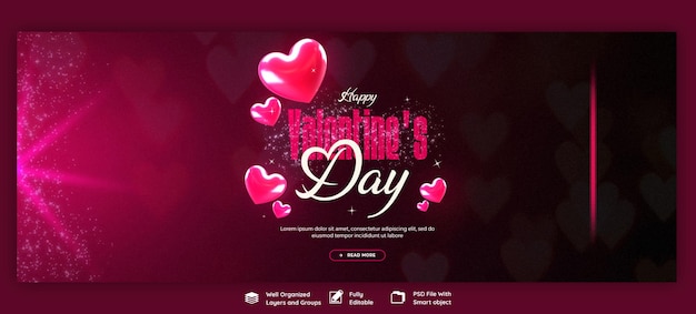 PSD gratuito template di banner di copertina di facebook per il giorno di san valentino e super sale