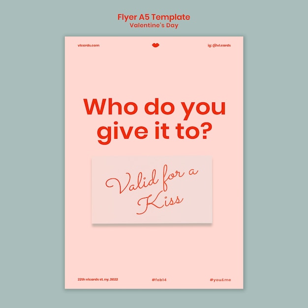 Valentines day vertical flyer template