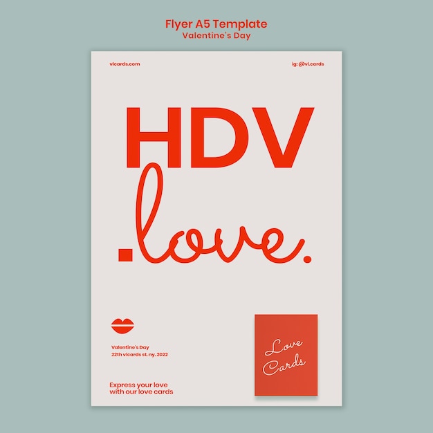 Valentines day vertical flyer template