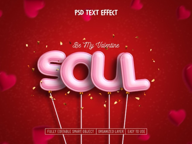 Free PSD valentines love editable text effect