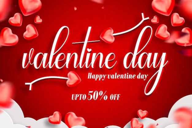 Free PSD valentines sale banner with editable text effect