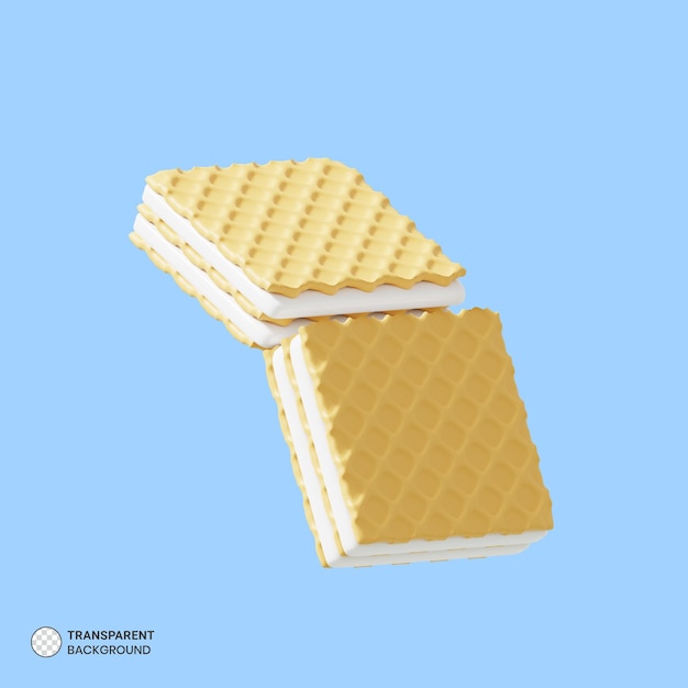 Wafer alla vaniglia con icona crema isolato 3d rendering illustrazione