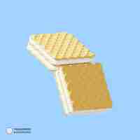 PSD gratuito wafer alla vaniglia con icona crema isolato 3d rendering illustrazione