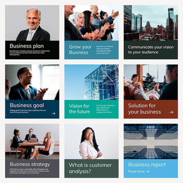 無料PSD 人々の写真撮影ソーシャルメディアの投稿セットでさまざまなビジネステンプレートpsd