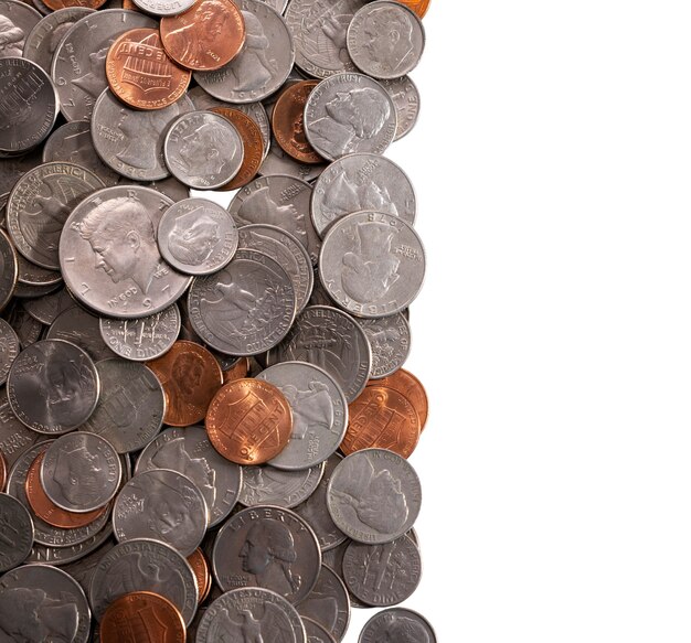various coins isolated