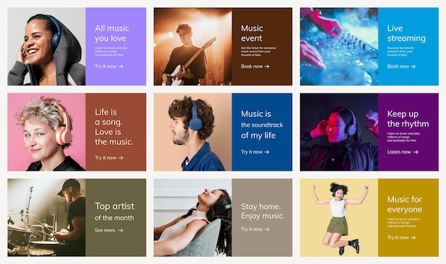 Various music advertising template psd for poster set