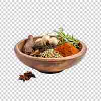 Free PSD various spice bowls on a transparent background