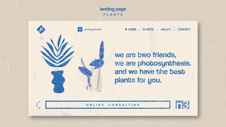 Free PSD various types of indoor plants landing page