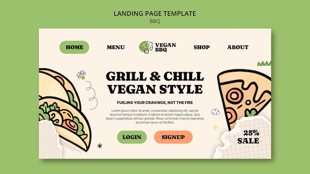 PSD gratuito design del modello barbecue vegano