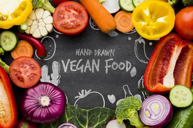 Vegan food with fresh vegetables
