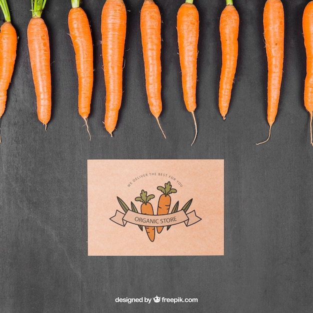 Free PSD vegetables mockup with carrots