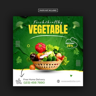 Vegetables social media promotion banner and instagram post design template