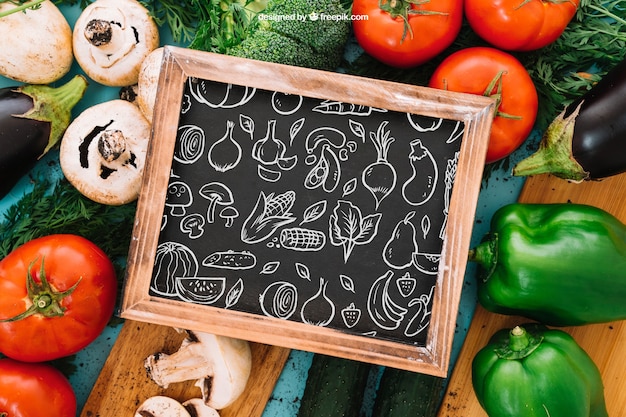 PSD gratuito mockup vegetariana e ardesia