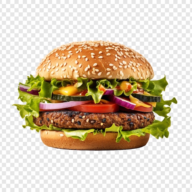 Free PSD veggie burger isolated on transparent background