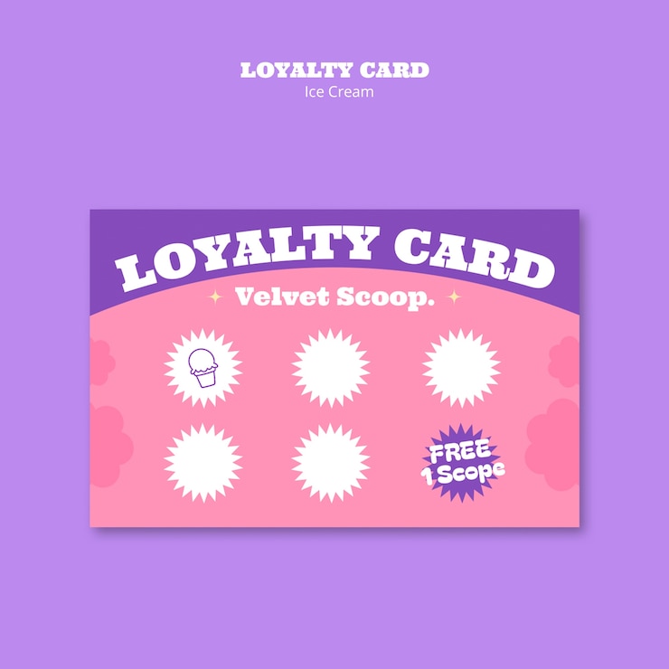 Free PSD velvet scoop ice cream loyalty card