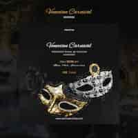 Free PSD venice carnival luxury masks invitation template