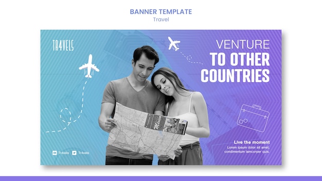 Free PSD venture to other countries banner template
