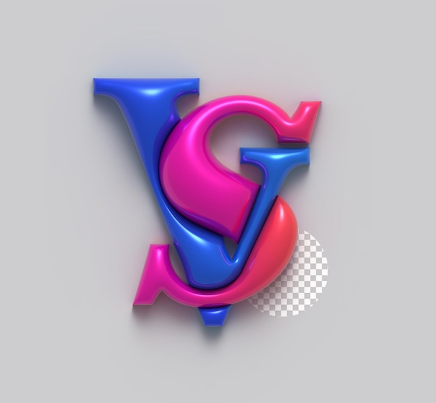 Free PSD versus sign letter 3d logo