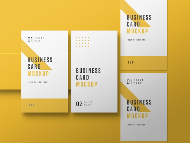 Vertical business card set mockup