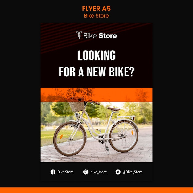 PSD gratuito volantino verticale per negozio di biciclette