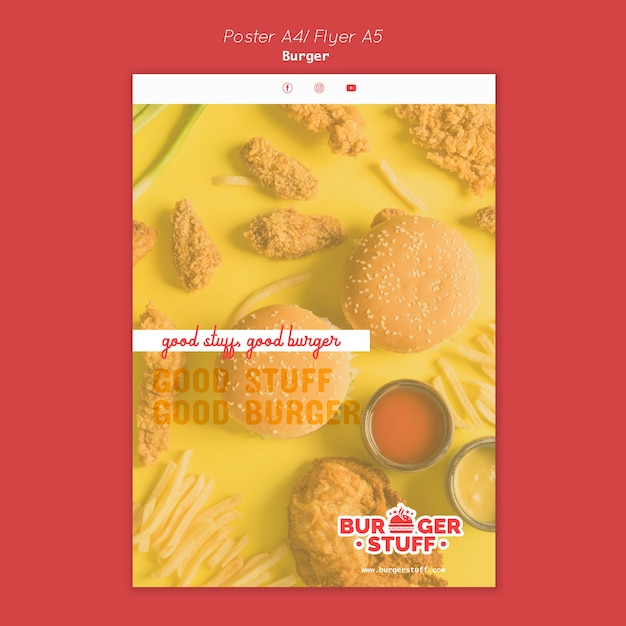 Free PSD vertical flyer for burger restaurant