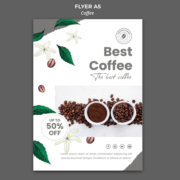 Free PSD vertical flyer for coffee