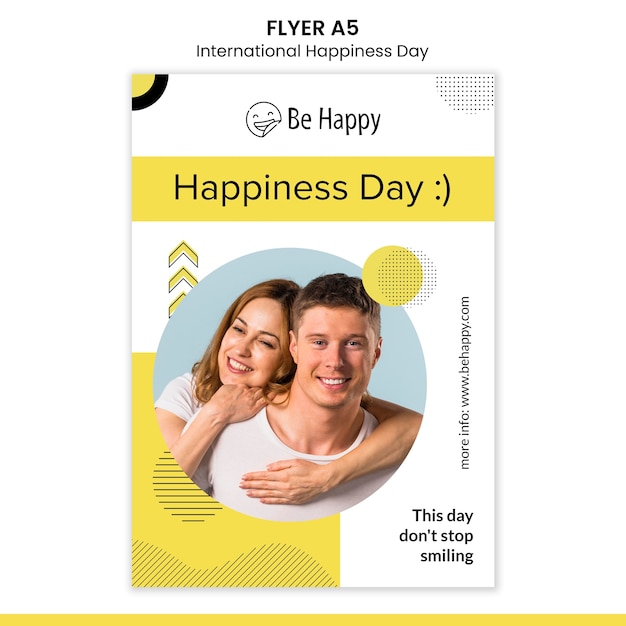 PSD gratuito volantino verticale per la giornata internazionale della felicità