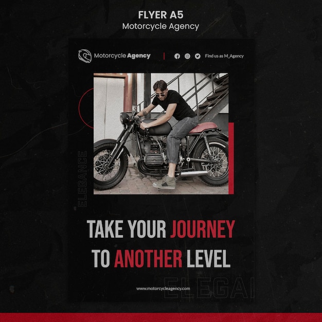 Free PSD vertical flyer for motorcycle agency with male rider