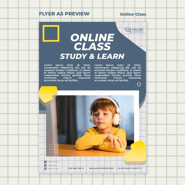 Vertical flyer for online classes with child