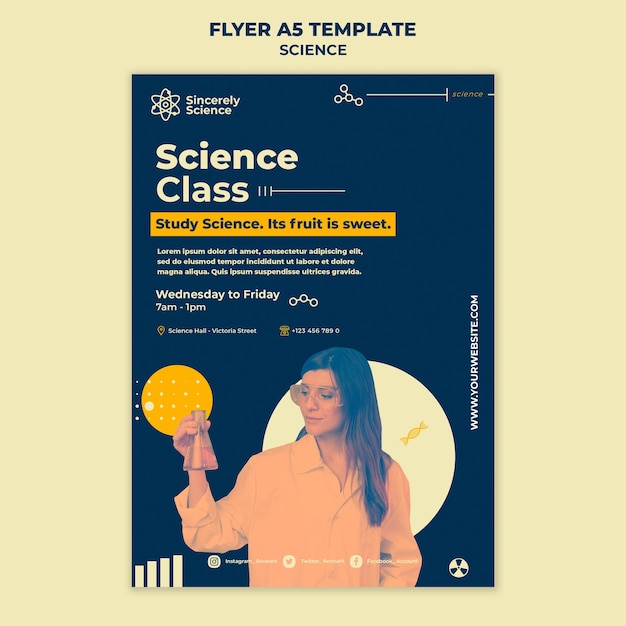 Free PSD vertical flyer for science class