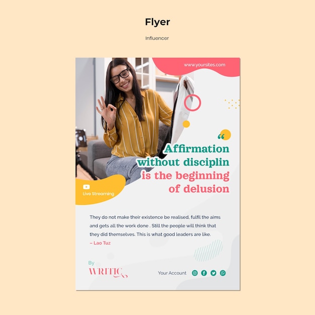 Free PSD vertical flyer for social media female influencer