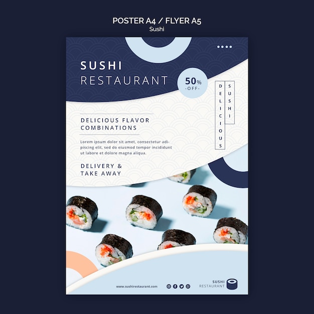 Volantino verticale per ristorante di sushi Psd Gratuite
