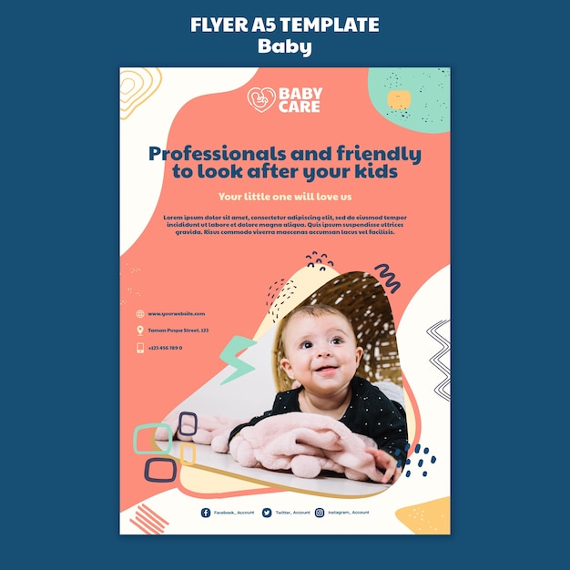 Free PSD vertical flyer template for baby care professionals