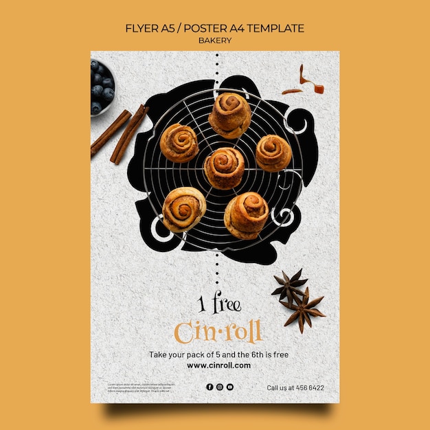 Vertical flyer template for bakery shop