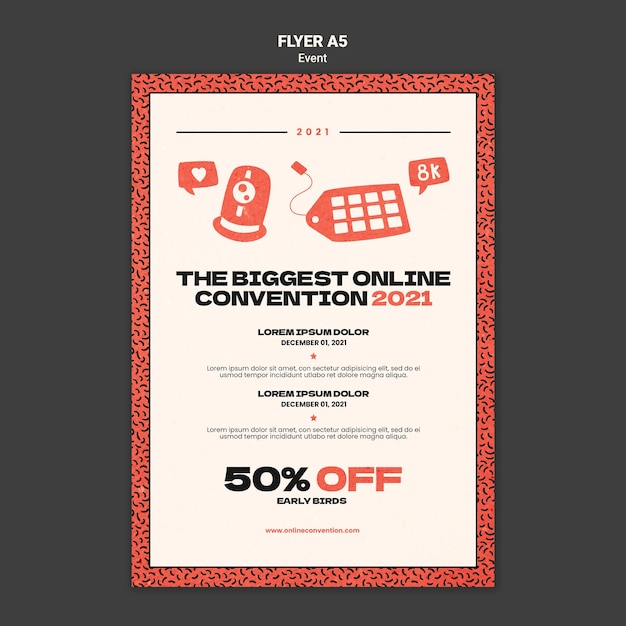 Free PSD vertical flyer template for biggest online convection 2021