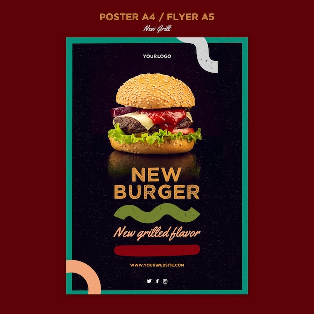 Free PSD vertical flyer template for burger restaurant