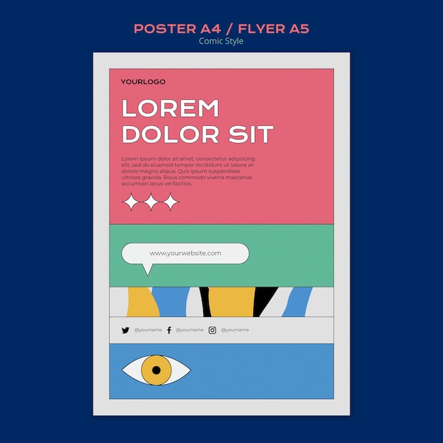 Free PSD vertical flyer template in comic style