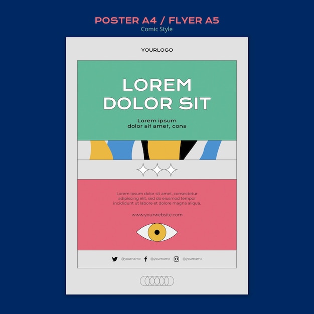 Free PSD vertical flyer template in comic style