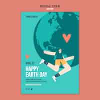 Free PSD vertical flyer template for earth day with people and planet