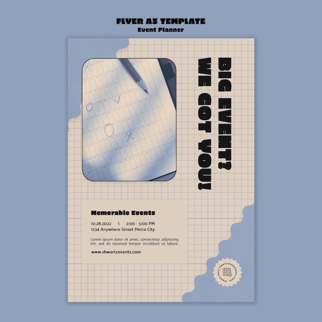 Vertical flyer template for event planner