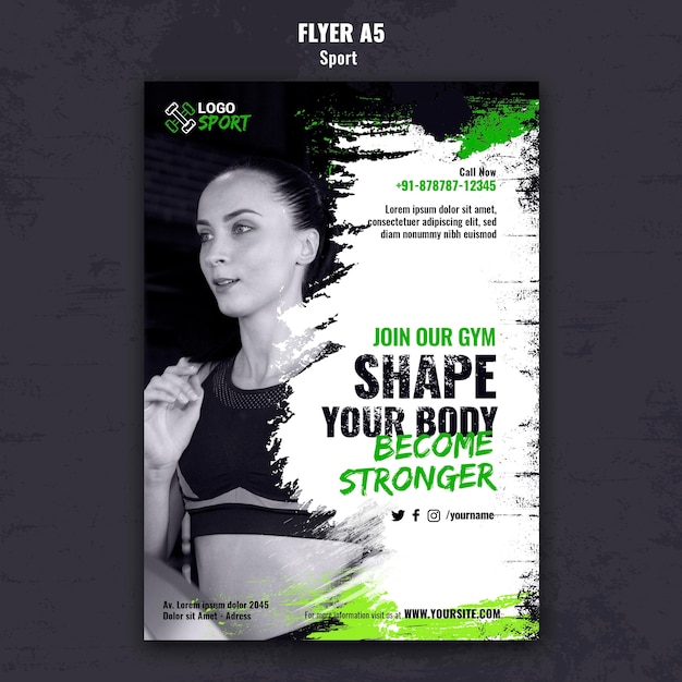 Free PSD vertical flyer template for exercise and gym training