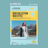 Free PSD vertical flyer template for fashion collection with woman in nature