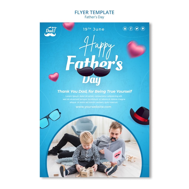 Free PSD vertical flyer template for father's day celebration