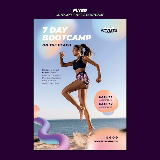 Vertical flyer template for fitness outdoors