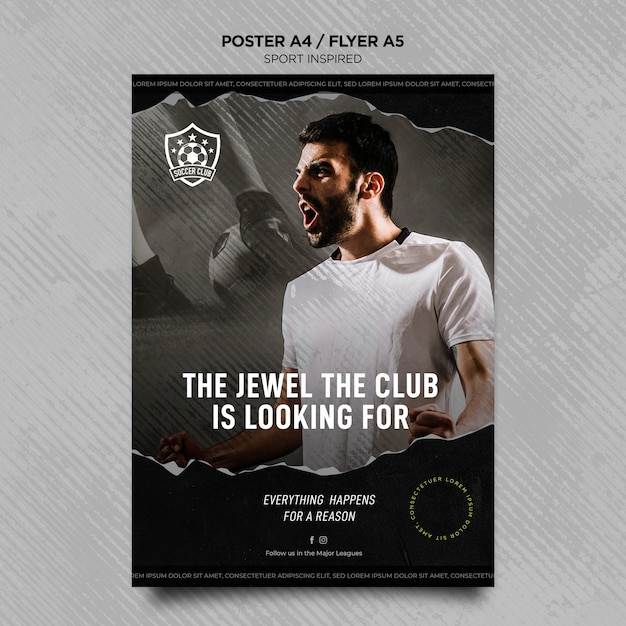 Vertical flyer template for football club
